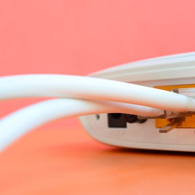 The Internet cable plugs are connected to the Internet router